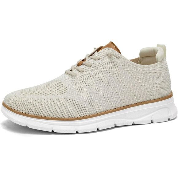 ⚡Men's X1-Beige Mesh Oxfords Lace-Up Lightweight Casual Walking Driving Sneakers - Picture 3 of 7